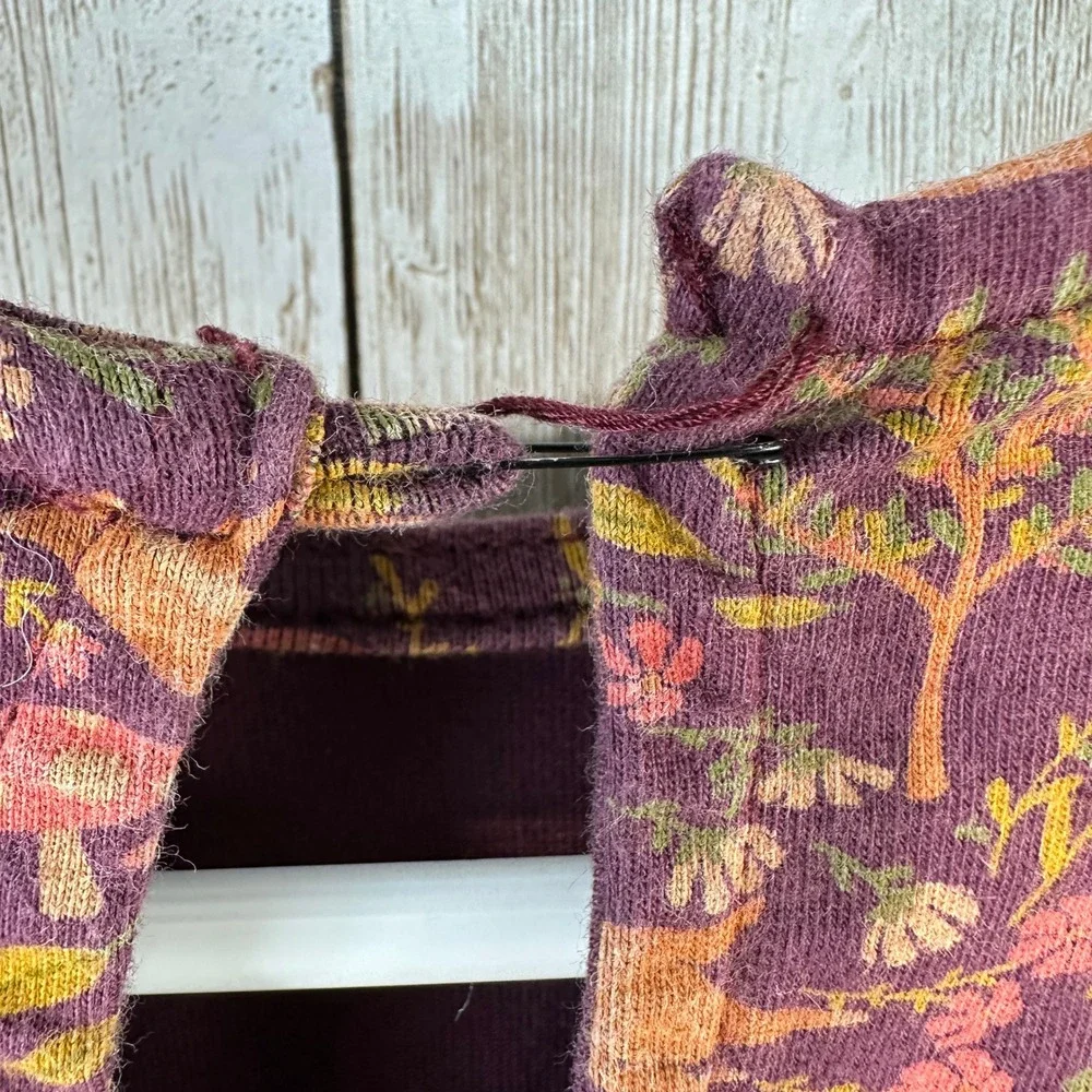 Cynthia Rowley Girls Fox Forest Print Dress Purple Orange Elastic Waist Size 7 8